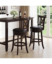 Gymax Set of 4 Bar Stools 26'' Swivel Bar Chairs w/ Footrest Hollowed Backrest