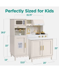 Best Choice Products Kids Play Kitchen Set with Espresso Machine, Ice Maker, Storage Island and Accessories