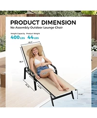 gaomon Outdoor Lounge Chair, 5-Position Reclining Chaise for Garden, Balcony and Poolside