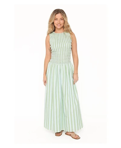 Petal and Pup Women's Maleny Smocked Striped Sleeveless Maxi Dress