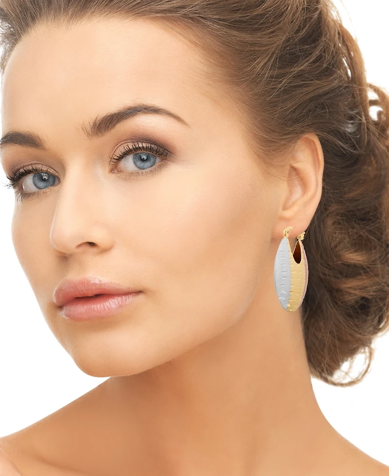 Macy's Tri-Color Puff Oval Hoop Earrings