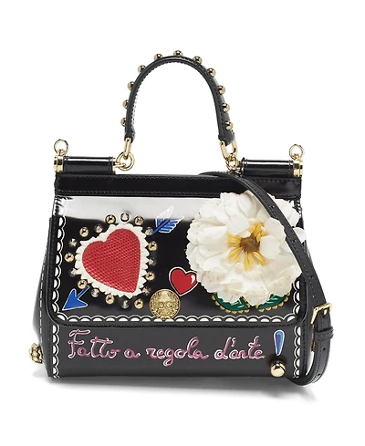 Pre-Owned Dolce & Gabbana Women's Small Miss Sicily Embellished Patent Leather Satchel