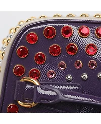 Pre-Owned Prada Women's Crystal and Stud Embellished Saffiano Leather Satchel