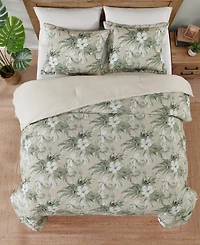 Tommy Bahama Home Beachway Blooms Reversible Cotton Medium Warmth 3-Piece Comforter Set, Full/Queen