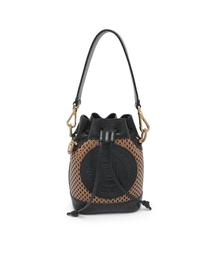 Pre-Owned Fendi Women's Mon Tresor Mini Perforated Leather Bucket Bag