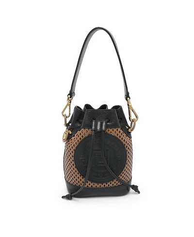 Pre-Owned Fendi Women's Mon Tresor Mini Perforated Leather Bucket Bag