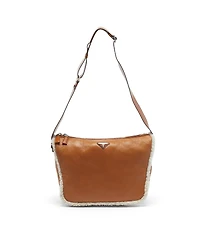Pre-Owned Prada Women's Shearling-Trim Leather Shoulder Bag