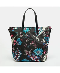 Pre-Owned Prada Women's Floral Print Nylon and Saffiano Leather Tote Bag