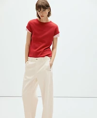 Mango Women's Lightweight Short-Sleeve Cotton-Blend T-Shirt
