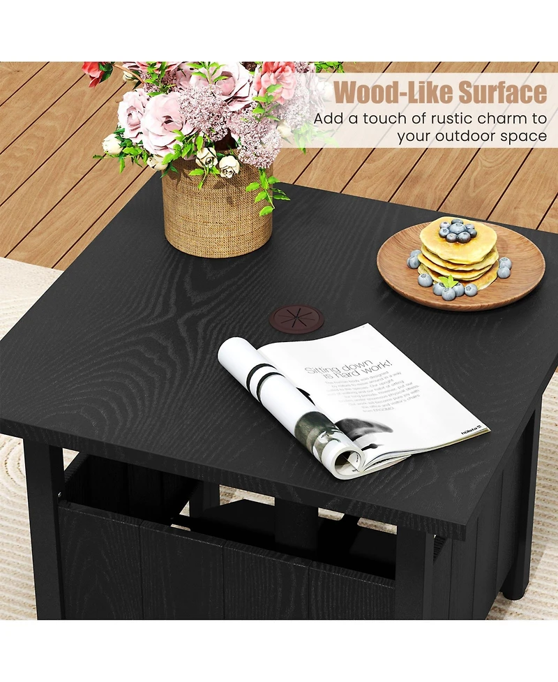Mecale 22 in Umbrella Side Table with 1.89 in Pole Hole and Sandbags