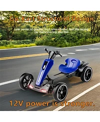 Yobtop 12V Electric Kids Pedal Go Kart - Foldable Outdoor Ride On Toy with Adjustable Seat, 4 Non-Slip Eva Wheels, Boys Girls Ages 3-6