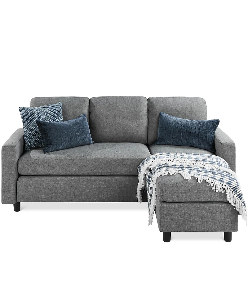 Best Choice Products Linen Sectional Sofa Couch with Chaise Lounge, Reversible Ottoman Bench