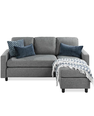 Best Choice Products Linen Sectional Sofa Couch with Chaise Lounge, Reversible Ottoman Bench