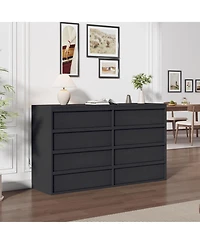 54" 8-Drawer Dresser for Bedroom, Modern Wide Chest of Drawers with Large Storage, Wood Organizer for Living Room, Entryway, Nursery