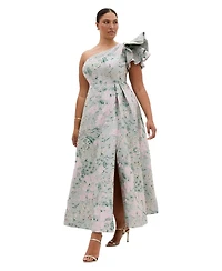 City Chic Plus Enchanting One-Shoulder Floral A-Line Maxi Dress