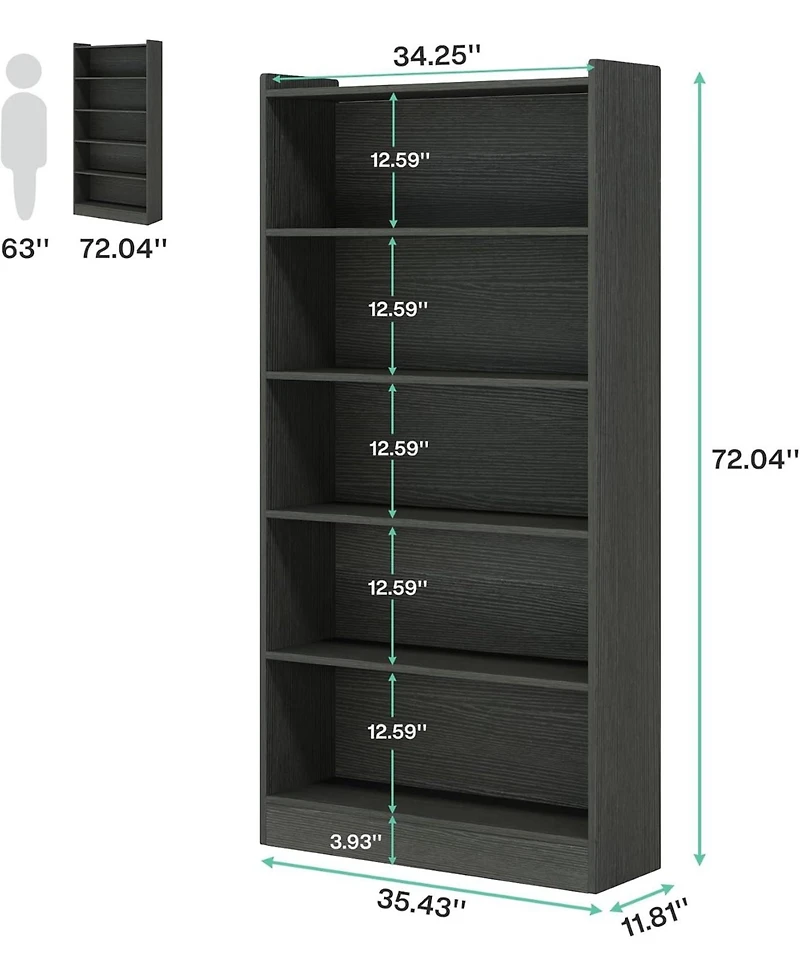 Tribesigns 71-inch Tall Bookcase, Modern 6-Tier Library Bookshelf with Storage Shelves for Bedroom Living Room
