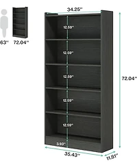 Tribesigns 71-inch Tall Bookcase, Modern 6-Tier Library Bookshelf with Storage Shelves for Bedroom Living Room