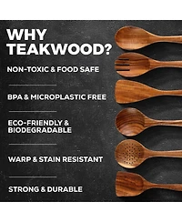 6-Piece Natural Teak Wooden Utensils for Cooking