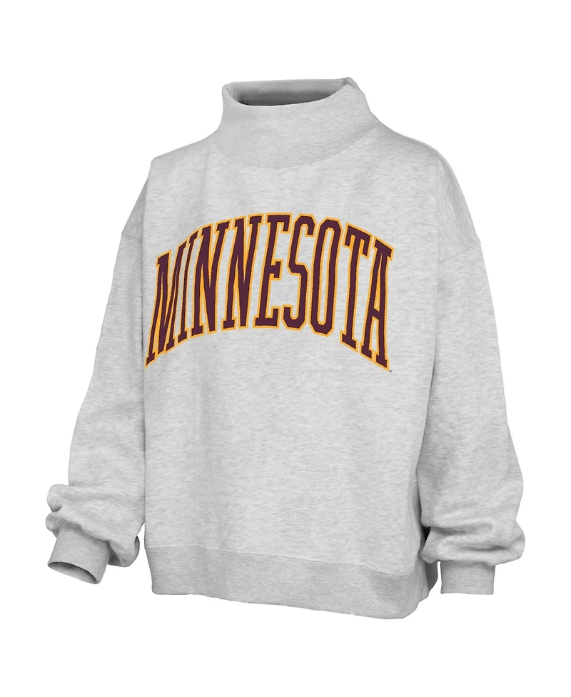 Pressbox Women's Nelson Minnesota Golden Gophers Oversized Mock-Neck Sweatshirt