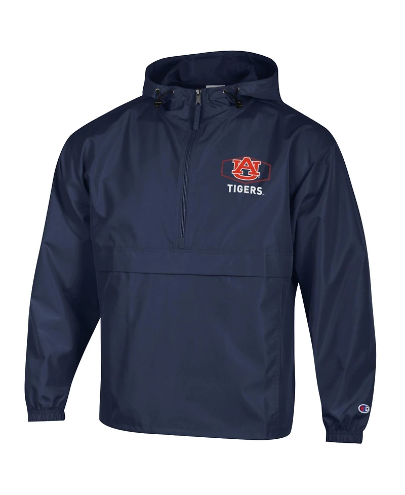 Champion Men's Navy Auburn Tigers Delay Packable Half-Zip Jacket