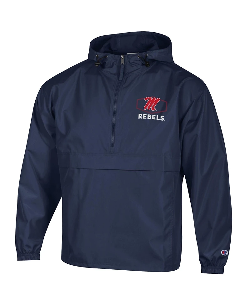 Champion Men's Navy Ole Miss Rebels Delay Packable Half-Zip Jacket