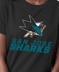 Champion Women's San Jose Sharks Wordmark Lockup Screen Print Crewneck T-Shirt