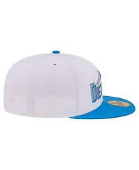 New Era Men's White/Blue Detroit Lions Retro Swoop 59FIFTY Fitted Hat