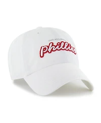 '47 Brand Women's White Philadelphia Phillies Trendy Script Clean Up Adjustable Hat