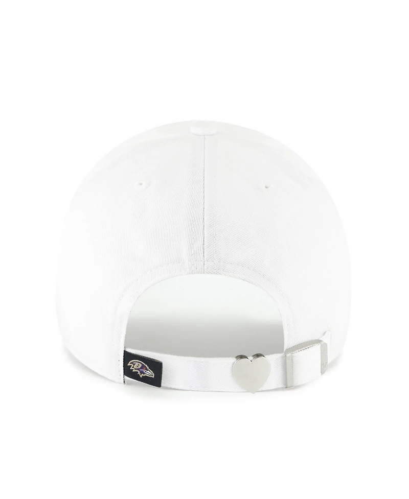 '47 Brand Women's White Baltimore Ravens Trendy Script Clean Up Adjustable Hat
