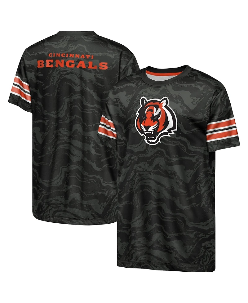 Outerstuff Boys' and Girls' 4-20 Cincinnati Bengals Slant Route Regular-Fit T-Shirt