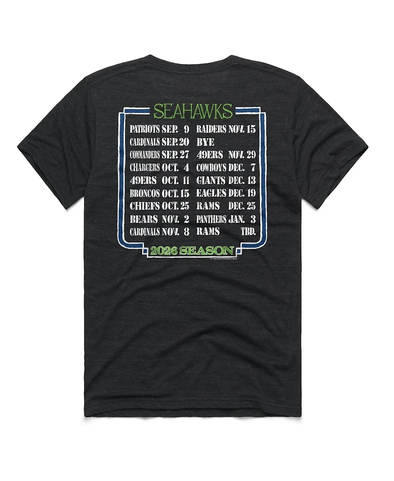 Homage Men's and Women's Seattle Seahawks Schedule Queen Relaxed-Fit T-Shirt