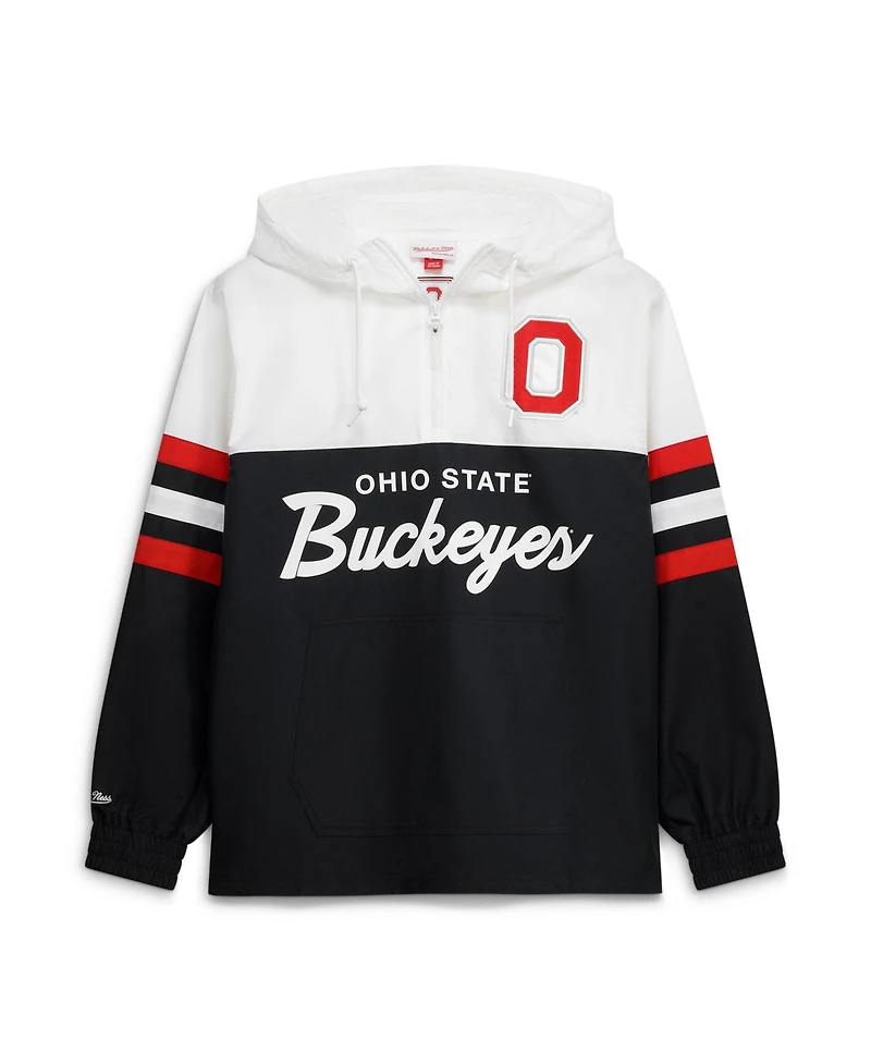 Mitchell & Ness Men's Black Ohio State Buckeyes Head Coach Lightweight Anorak Half-Zip Windbreaker Jacket