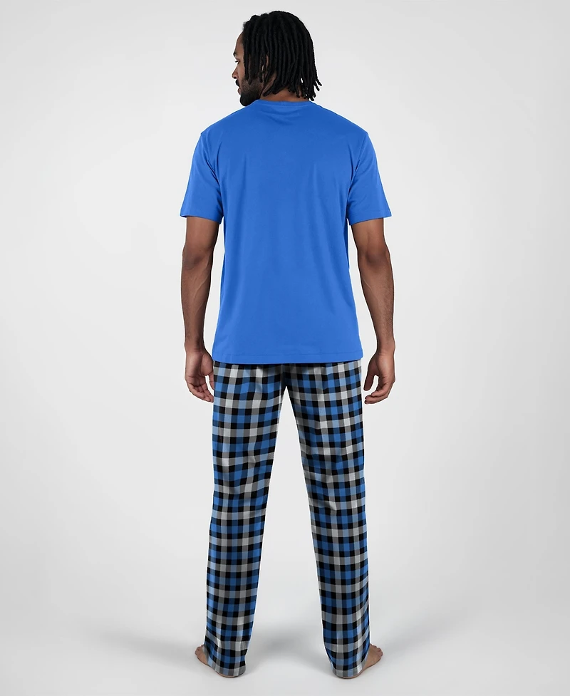 Concepts Sport Men's Detroit Lions Highland Plaid Short-Sleeve Sleep Set, 2-Piece Set