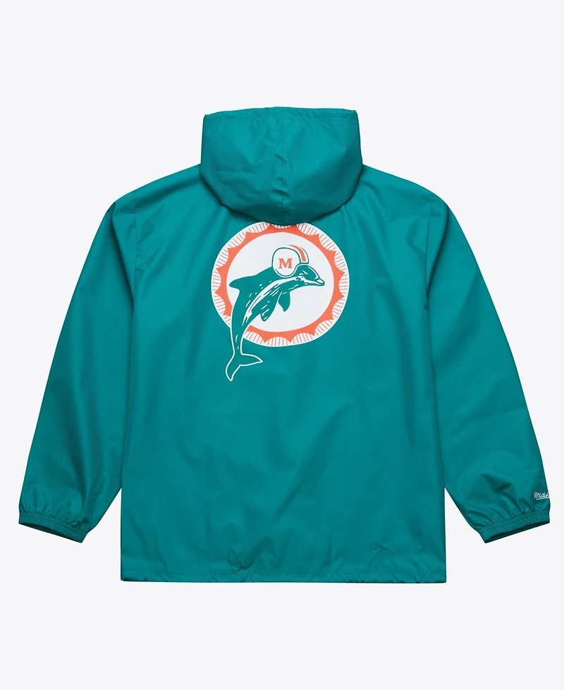 Mitchell & Ness Men's Aqua Miami Dolphins Coaches Full-Snap Hooded Windbreaker Jacket