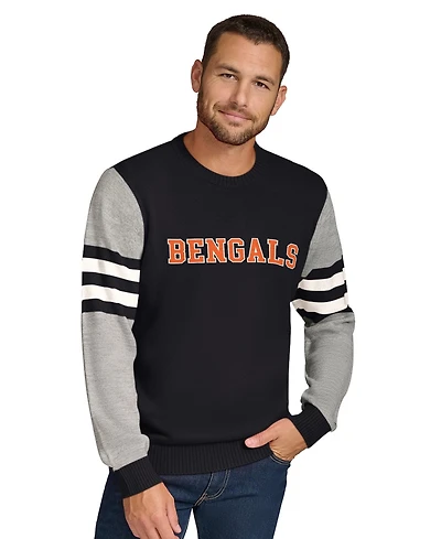 Tommy Hilfiger Men's Cincinnati Bengals Long-Sleeve Crewneck Pullover Sweater