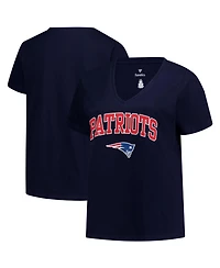 Fanatics Plus New England Patriots Arch Over Logo V-Neck Screen Print T-Shirt