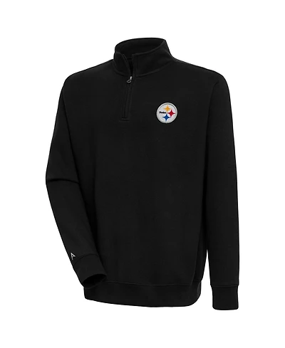 Antigua Men's Black Pittsburgh Steelers Victory Quarter-Zip Pullover Jacket