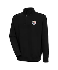 Antigua Men's Black Pittsburgh Steelers Victory Quarter-Zip Pullover Jacket