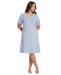 Lands' End Plus Cotton Interlock Short Sleeve Knee Length Gown