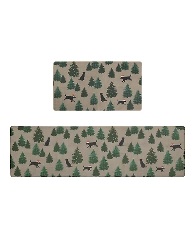 Eddie Bauer Dogs and Christmas Trees Non-Slip 2-Piece Kitchen Mat Set