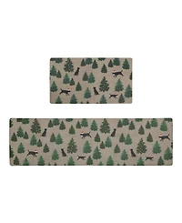 Eddie Bauer Dogs and Christmas Trees Non-Slip 2-Piece Kitchen Mat Set