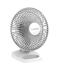 Lasko 6 Inch 2002W 2 Speed Personal Portable Table Fan with Storage Tray, White