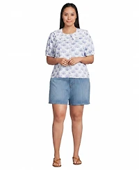 Lands' End Plus Ruffle-Collar Puff-Sleeve Blouse
