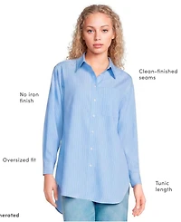 Lands' End Plus Oversized No Iron Tunic with Statement Collar Shirt