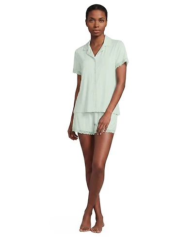 Lands' End Women's Cooling Lace Trim Top and Shorts Set