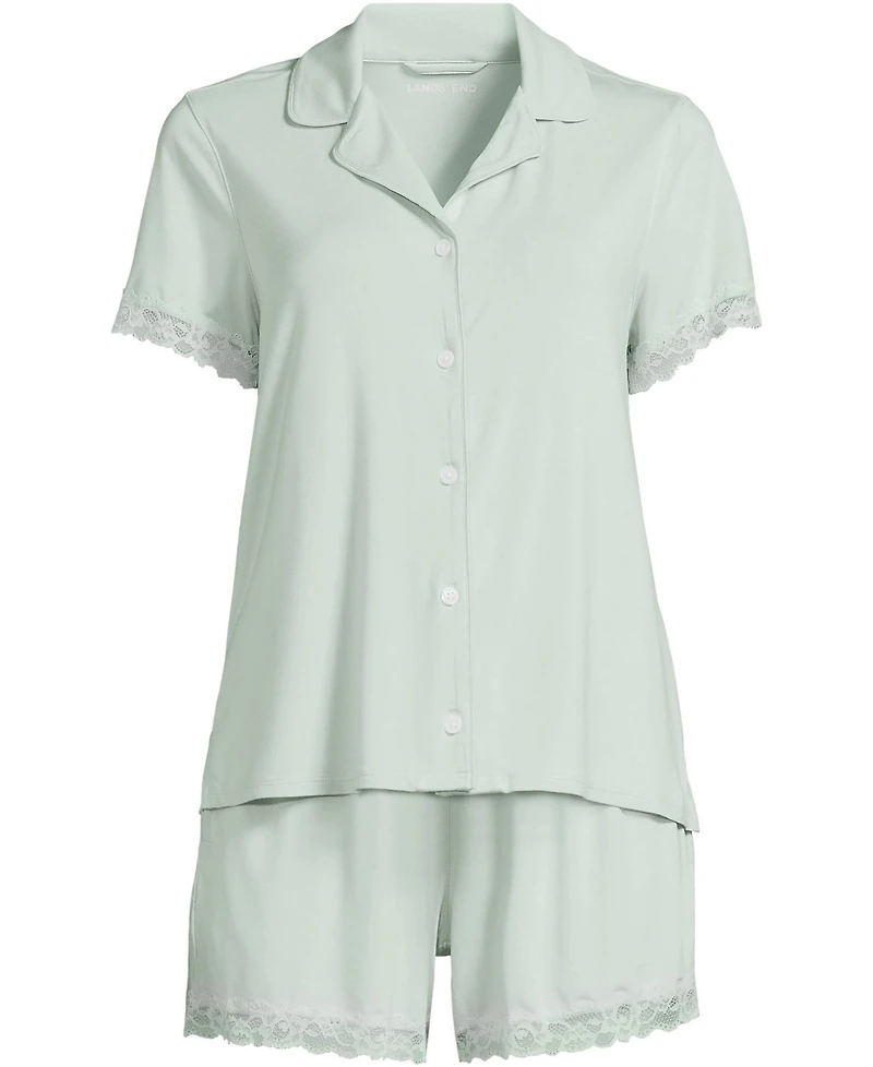 Lands' End Women's Cooling Lace Trim Top and Shorts Set