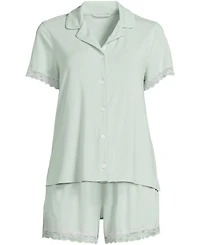 Lands' End Women's Cooling Lace Trim Top and Shorts Set