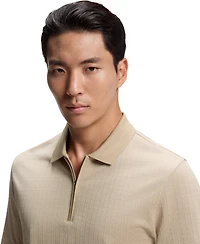 Boss by Hugo Men's Cotton-Silk Blend Zip-Neck Polo Shirt