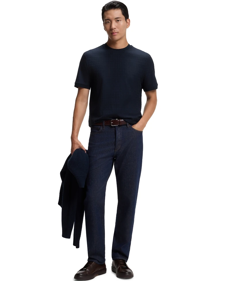 Boss by Hugo Men's Cotton Regular-Fit Geometric-Jacquard T-Shirt