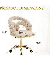 Rainsken Bubble Vanity Chair, Modern Velvet Adjustable Swivel Desk Chair with Wheels and Base for Makeup Room, Home Office and Bedroom